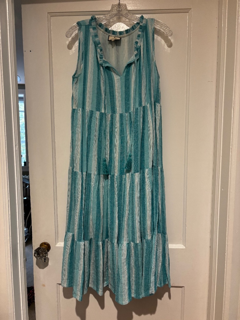 Tuckernuck Striped Turquoise Midi Beach Dress